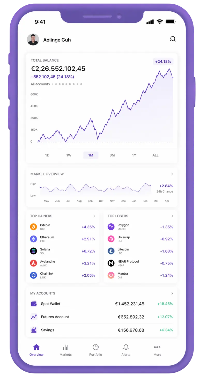 Vetta Patrimizia mobile app showing portfolio overview